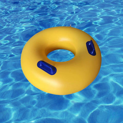 OEM Aquapark Doppelrohr Gelb Kunststoff aufblasbares Schwimmen Schwimmbänder mit Griff für Kinder