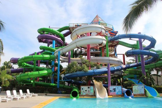 OEM Außen-Aqua-Vergnügungspark Wassersport Spiele Pool Glasfaser Rutsche für Kinder
