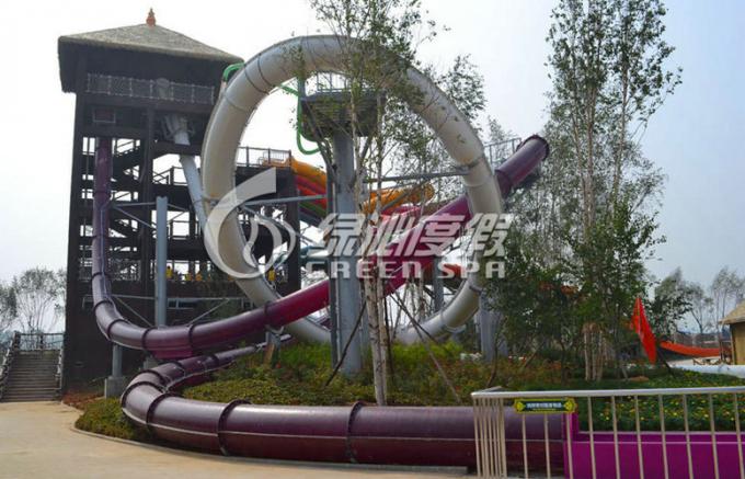 Große gewundene Fiberglas-Wasserrutsche für Kinder-und Erwachsen-Aquapark tragen Durchmesser der Spiel-0.85m zur Schau