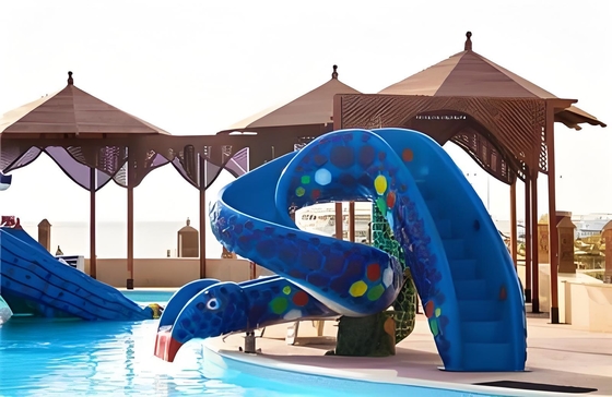 Ein guter Preis. Fiberglass Water Splash Swimming Pool Slide Waterplayground Water Park Animals Set Color customization Elephant Snake Rainbow Children's Pool Slide Online