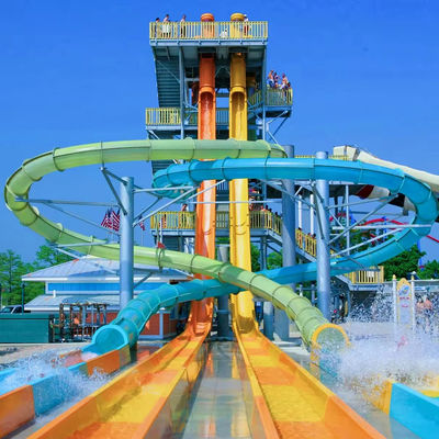 Ein guter Preis. Customized Colorful Fiberglass Water Park Slide Ending with Pool for Resort Hotels Online