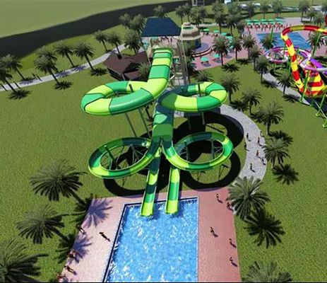 Fiberglas-Spiralen-Wasserrutsche Handelsdoppeldes schwemmwasser-Park-Dia-Antirost-15m