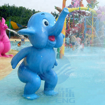 Kinder spielen Pool-Wasser-Spray-kleinen Elefanten, Fiberglas-stehendes Tier - Blau