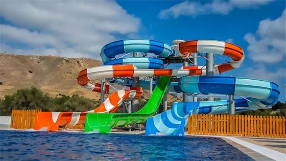 ODM-Maßnahme Schwimmbad Spielsystem Ausrüstung Glasfaser Wasserrutsche zum Verkauf