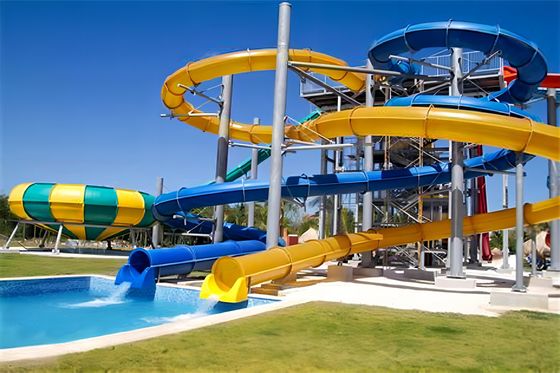 Outdoor-Wasserpark-Spielgeräte Große Feuerglasrutschen
