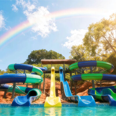 Ein guter Preis. Offene Spiral-Wasserrutsche Kombination Glasfaserfahrten Spiel Verwendung für das Outdoor-Familien-Schwimmbad Aqua Park kundenspezifisches 2D-Design Online