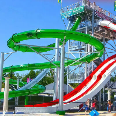 Ein guter Preis. Amusement Water Slide Combination 8-10mm Fiberglass Color Customizable For Water Parks And Swimming Pools Lifespan Over 10+ Years Old Online
