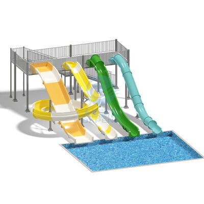 Qualität Kommerzielle Wasserrutschen 4m Höhe Fiberglas Wasserpark Fahrgeschäfte für Wasserpark Resort Vergnügungspark Fabrik