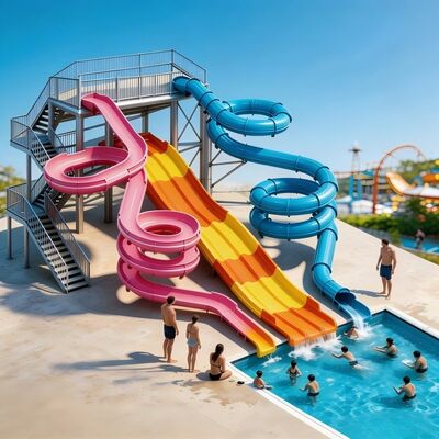 Professionelles mehrspuriges Glasfaser-Wasserpark-Rutschsystem für Outdoor-Amusement Resort-Projekt