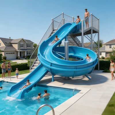 Kommerzielle Spirale offene Glasfaser Wasserrutsche Ausrüstung für Outdoor-Vergnügungspark und Aqua-Spaß mit ROHS