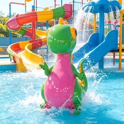 Farbenfrohe Dinosaurier-Themen Kinder Wasserspielgeräte Für Outdoor-Splash Pad Und Wasserpark Spaß