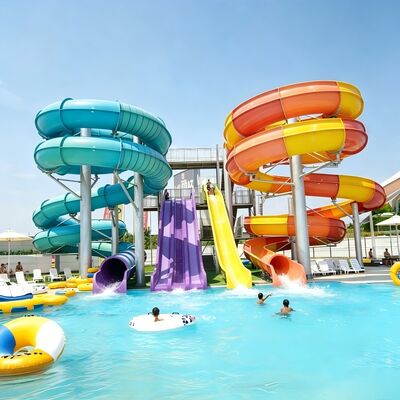 Kommerzielle Spiral-Regenbogen-Kombination Glasfaser-Wasserrutsche für großen Außen-Wasserpark und Aqua Resort