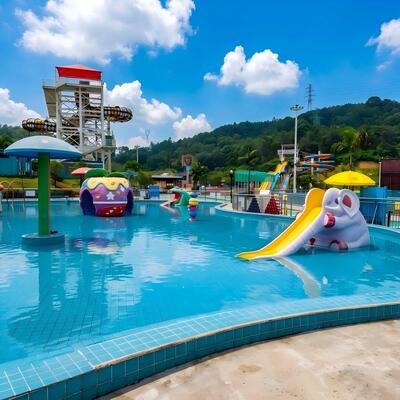Kommerzielles 1,8 m langes FRP-Pilz-Wasserspritzpad mit Rutschen und Springbrunnen für Aquapark-Kinder