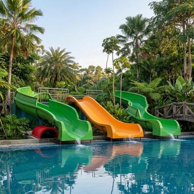 Qualität 2,5 m Höhen-Berg-Fiberglas-Wasserrutsche-Set für kommerzielle Hotel-Resort-Schwimmrutsche, kundenspezifisch anfertigen Fabrik