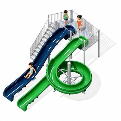 Kompakte Spirale und gerade Glasfaser-Wasserrutsche Kombination für kommerzielle Wasserpark Schwimmbadrutsche