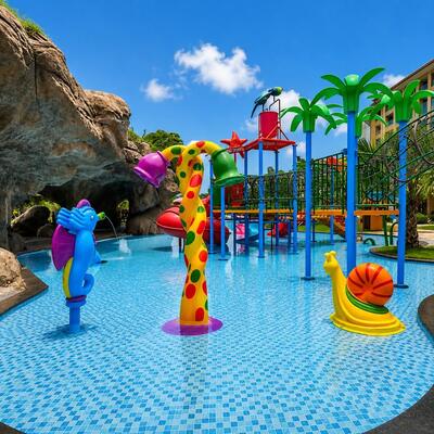 Seahorse And Snail Theme Kids Pool Water Park Design Interactive Splash Pad Scheme For Aqua Resort