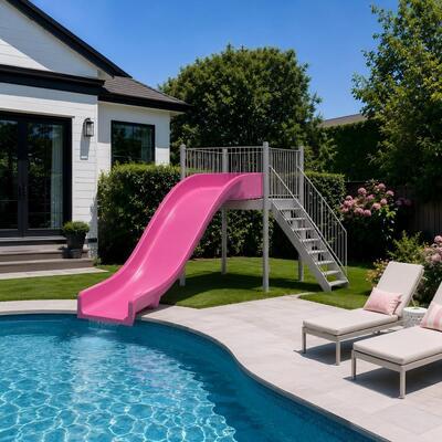 Wohnungsbau Dauerhafte rosa breite Glasfaser Wasserrutsche Für Erwachsene Privatpool Und Kleinkinder Spielen Spaß