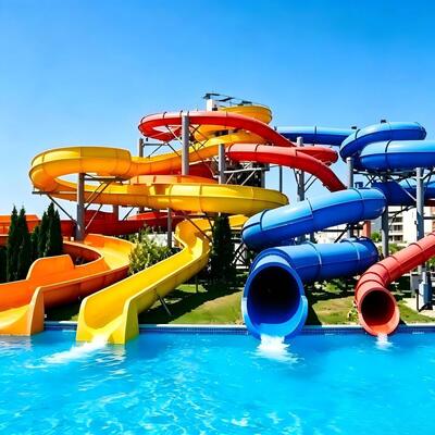 Große Spiral-Wasserrutschen-Kombination aus Glasfaser für Schwimmbad und Wasserpark, individuelle Farbe