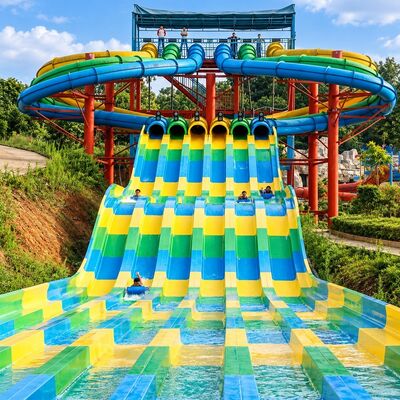 High Platform Octopus Water Slide Fiberglass Multi Lane Water Slide For Water Parks With Racing